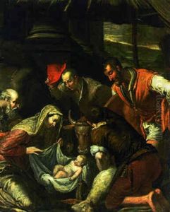 The Adoration Of The Shepherds by Jacopo Bassano (Jacopo da Ponte)