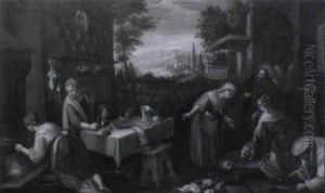 Le Christ Chez Marthe Et Marie by Jacopo Bassano (Jacopo da Ponte)