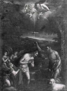 Die Taufe Christi Im Jordan by Jacopo Bassano (Jacopo da Ponte)
