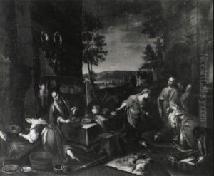 Christ In The House Of Martha And Mary by Jacopo Bassano (Jacopo da Ponte)