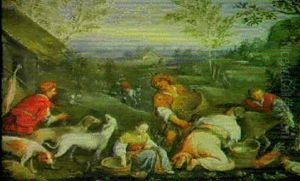 Scene De La Vie Rurale by Jacopo Bassano (Jacopo da Ponte)