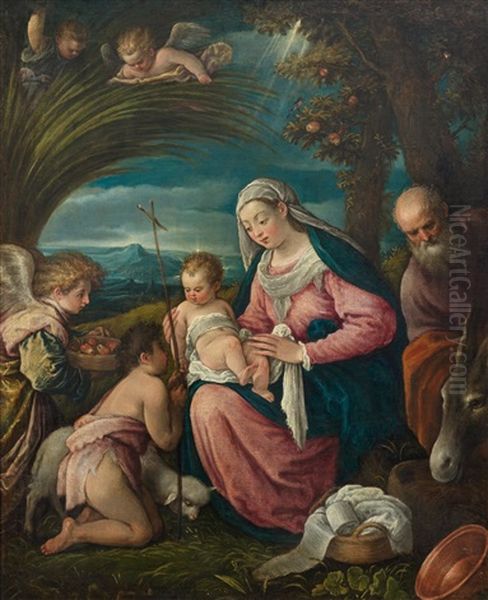 The Holy Family With John And An Angel - view 1