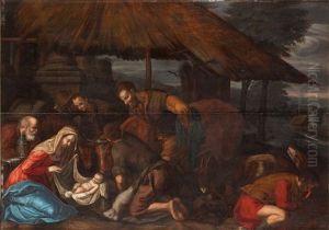 The Adoration Of The Shepards by Leandro Bassano