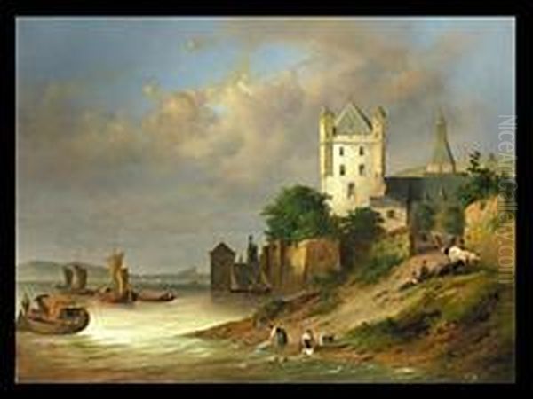 Kustenlandschaft Mit Burg Und Wascherinnen - view 1