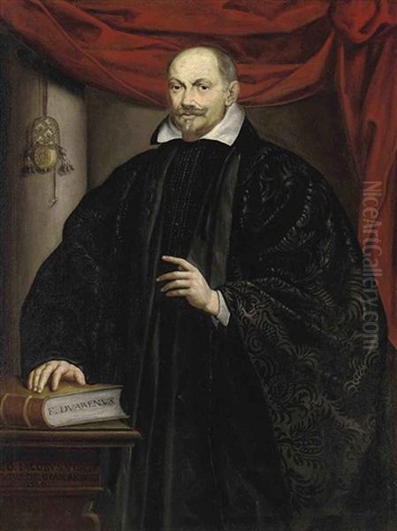 Portrait Of A Gentleman In Black Robes, His Right Hand On A Book - view 1