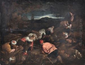 La Construction De L'arche De Noe by Leandro Bassano