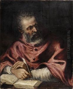 Portrait Of A Cardinal Seated Studying The Scriptures