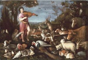 Orpheus Charming The Animals by Leandro Bassano