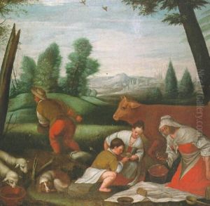 Peasants Eating By The Side Of A Field by Leandro Bassano