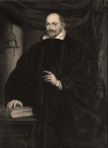 Portrait Of A Gentleman With His Hand Resting On A Book On A Table Portrait Of A Gentleman With His Hand Resting On A Book On A Table