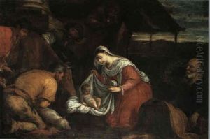 The Adoration Of The Shepherds by Leandro Bassano