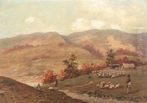 Landscape With Sheep Flock, On Prahova Valley