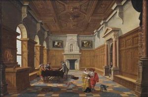 A Palace Interior With An Elegant Company Playing Backgammon