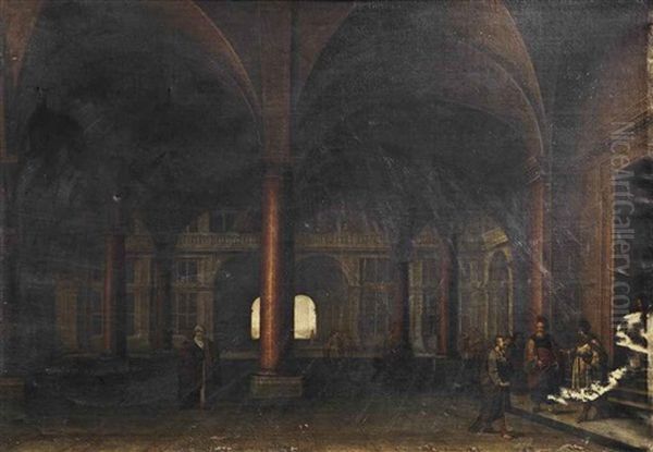 The Interior Of A Palace Hall With Figures Conversing - view 1
