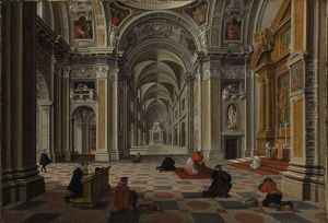 Figures At Mass In A Chapel At The Basilica Of Santa Maria Maggiore, Rome by Bartholomeus Van Bassen