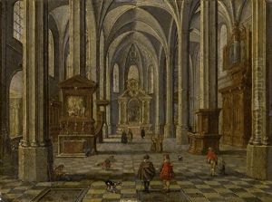 Staffiertes Interieur Einer Gotischen Kirche by Bartholomeus Van Bassen