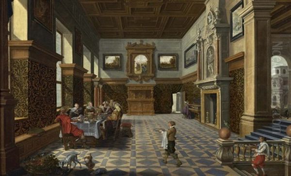 Eine Festliche Gesellschaft Am Tisch In Einem Renaissance-saal - view 1