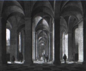 View In A Gothic Church With Elegant Companies by Bartholomeus Van Bassen