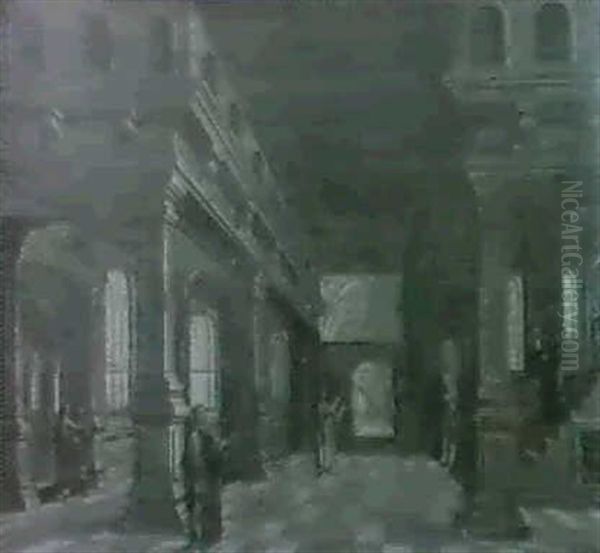 Figures Standing In The Nave Of A Church Before A Choir     Screen - view 1