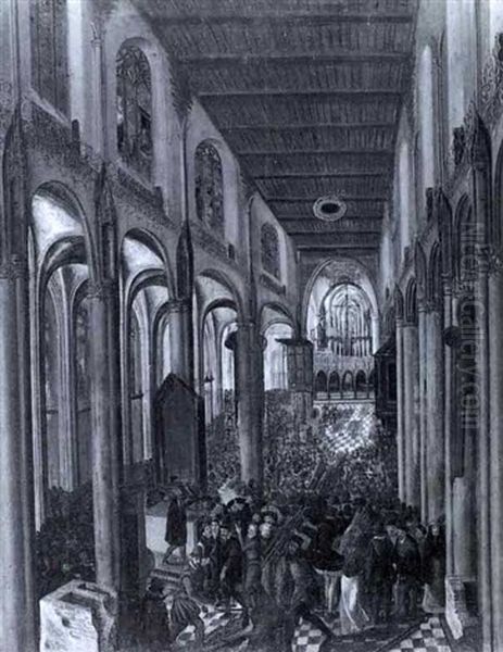 Bildersturm In Der Stadtkirche Von Antwerpen Mit Reicher Figurenstaffage - view 1
