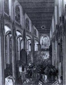 Bildersturm In Der Stadtkirche Von Antwerpen Mit Reicher Figurenstaffage by Bartholomeus Van Bassen