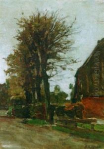 A Country Road With A Farm by Nicolaas Bastert