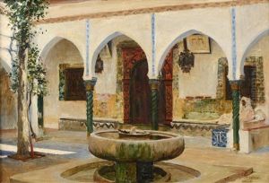 Cour Et Bassin Sacre De La Mosquee De Sidi Ahmed Ben Youcef A Miliana, Algerie by Jean-Celestin-Tancrede Bastet