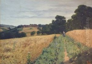 Champ De Ble En Dauphine by Jean-Celestin-Tancrede Bastet
