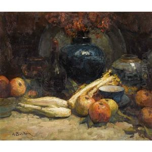 Stillleben Mit Obst, Gemuse Und Gefassen