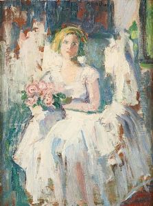 Jeune Fille Au Bouquet De Roses Jeune Fille Au Bouquet De Roses