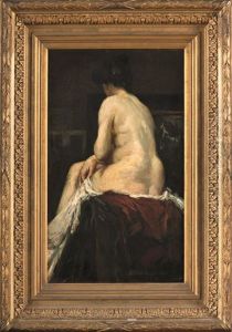 Modele Nue De Dos Dans L"atelier Du Peintre by Alfred Bastien