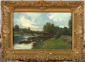 Bateau-lavoir Sur La Seine by Alfred Bastien