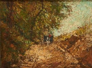 Chariot Dans Le Chemin Creux by Alfred Bastien