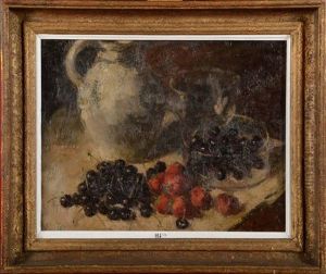 Nature Morte Aux Fraises Et Aux Cerises by Alfred Bastien