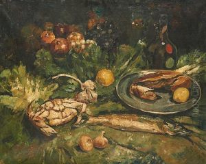 Nature Morte Aux Crustaces Et A La Bouteille De Vin