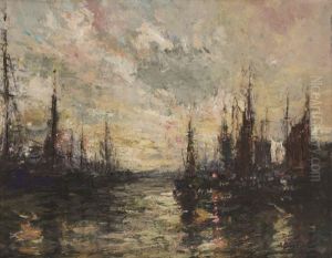 Vue D'un Port Au Coucher De Soleil