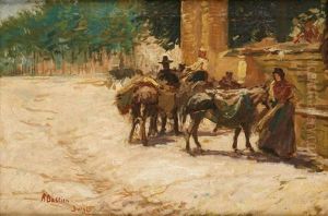 Rue Animee A Burgos by Alfred Bastien