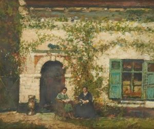 Conversation Devant La Maison by Alfred Bastien