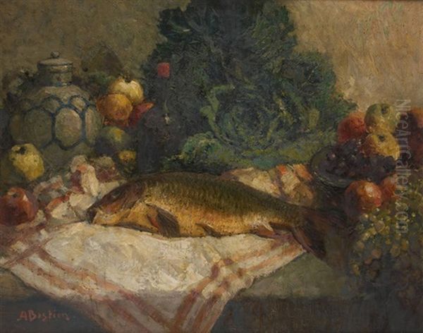 Nature Morte Aux Poisson, Fruits Et Legumes - view 1