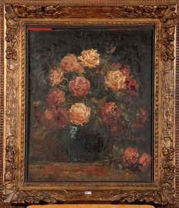 Vase De Roses by Alfred Bastien