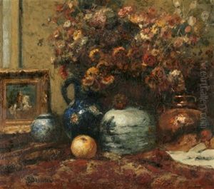 Vases De Fleurs Et Pommes Sur Une Table