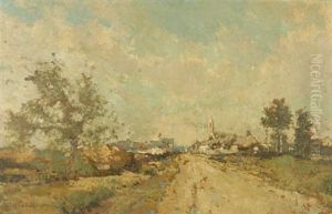 Entree Du Village En Brethanement by Alfred Bastien