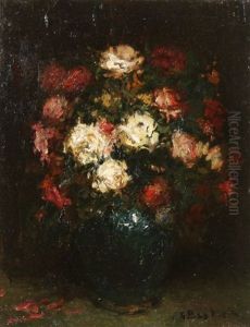 Bouquet Of Flowers In A Green Vase Bouquet Of Flowers In A Green Vase