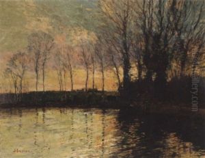 Herbstliches Flussufer In Herbststimmung by Alfred Bastien