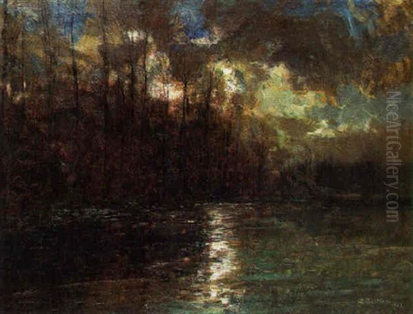 Moonlit Landscape With A Lake - view 1
