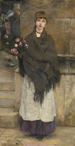 Marchande De Fleurs A Londres by Jules Bastien-Lepage