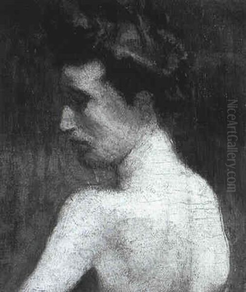 Jeune Femme En Buste, Les Cheveux Releves - view 1