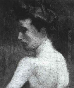 Jeune Femme En Buste, Les Cheveux Releves