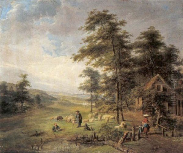 Landschaft Mit Schafherde Und Figurlicher Staffage - view 1