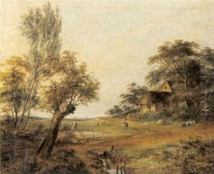 Landschaft Mit Schlafendem Hirten Und Schafen by Jean Baptist Joseph Bastine